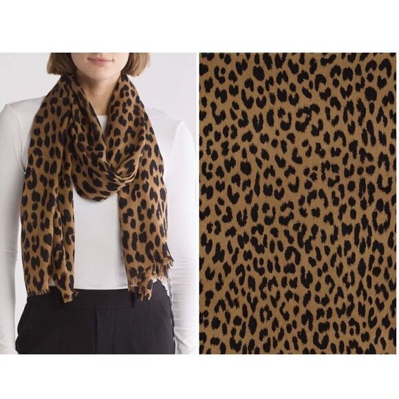 New Women's Kate Spade  Modern Leopard Print Oblong Scarf - Picture 1 of 4